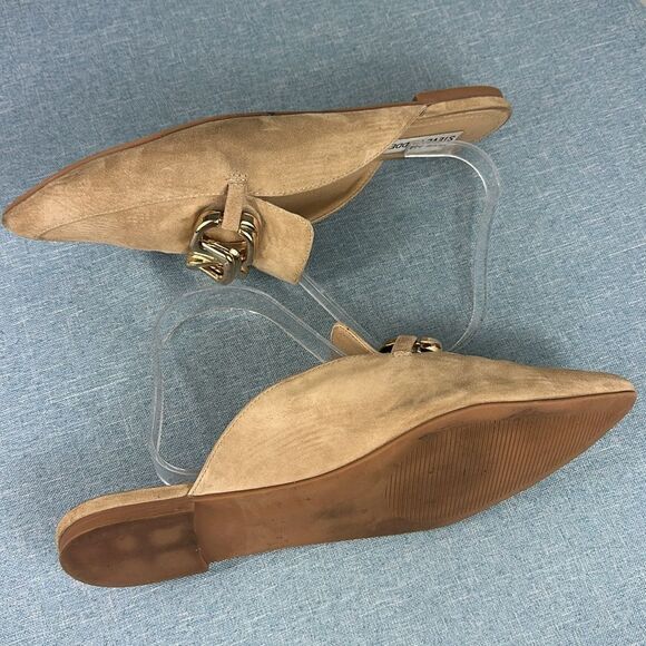 Steve Madden Friends Tan Suede Chain Pointed-Toe Loafer Slides Size 10 M - Picture 6 of 8